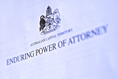 A very close up photo of a Enduring Power of Attorney document