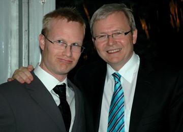 I am on the left, Prime Minister Kevin Rudd is on the right. He looks very happy to be having his photo taken with me. I look like I am completely over it.