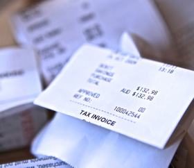 A close up photo of receipts