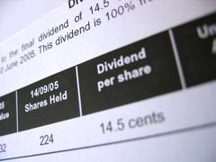 A photo of shares dividend sheet