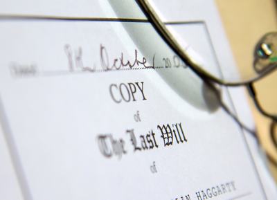 A close up of a will document